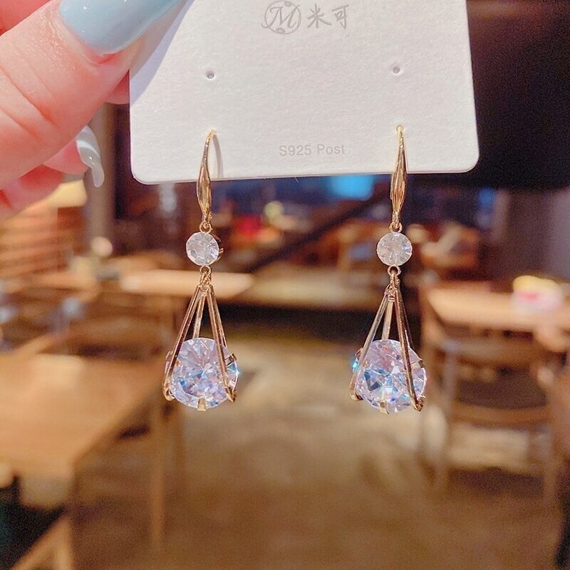 Super Flash Rhinestone Earrings-tidenox
