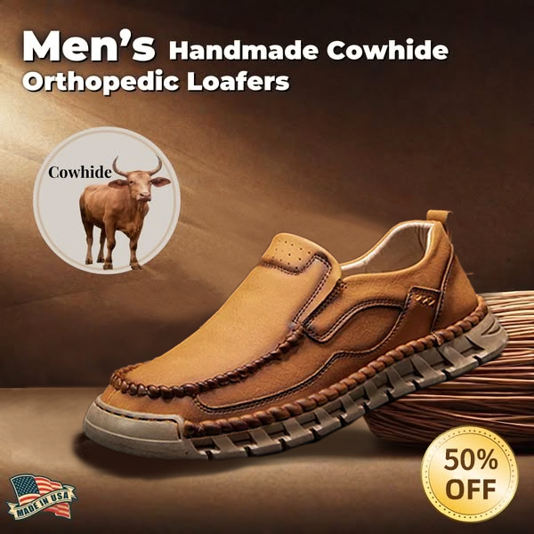 Men's Casual Leather Split Flat Loafers-tidenox