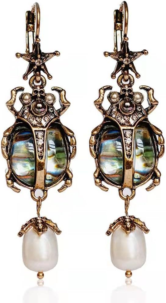 Vintage Beetle Bug Earrings-tidenox