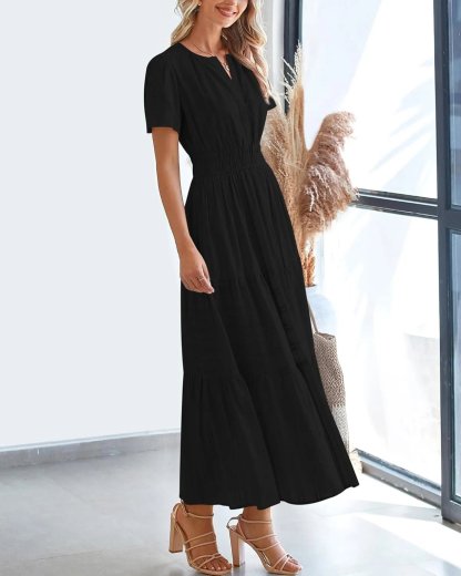 Limited time sale🔥Womens Summer Lightweight Short Sleeve Midi Maxi Dresses