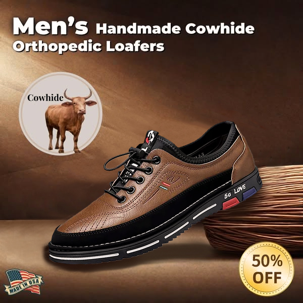 Men's Cowhide Leather Casual Comfort Loafers-tidenox