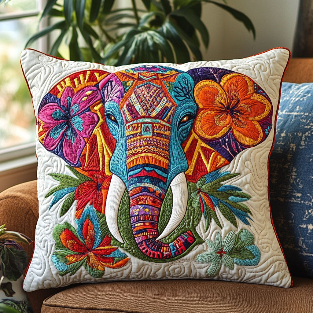 Floral Elephant CW2006018CL Quilt Pillow Case-tidenox