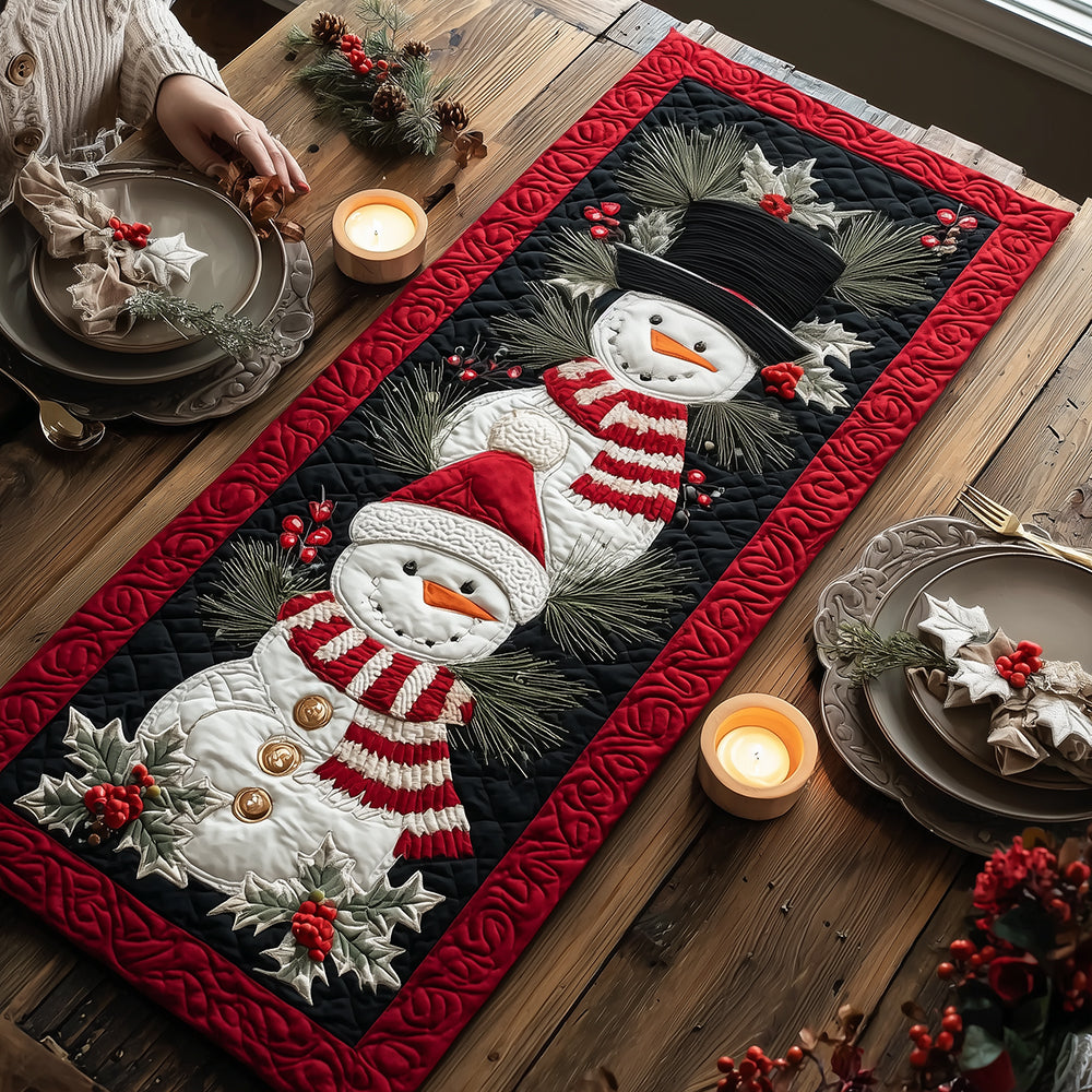 Snowmen Stripe Scarf Quilted Table Runner NCU0TH3859-tidenox