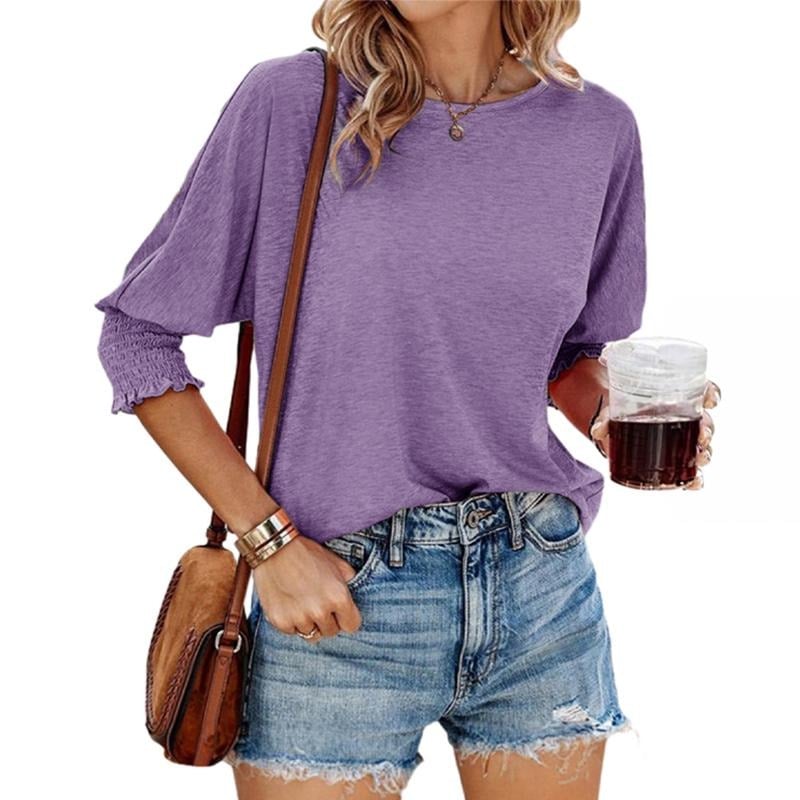 Women's 2025 Fashion Tops 3/4 Sleeve T-Shirts Cute Crewneck Basic Business Tees