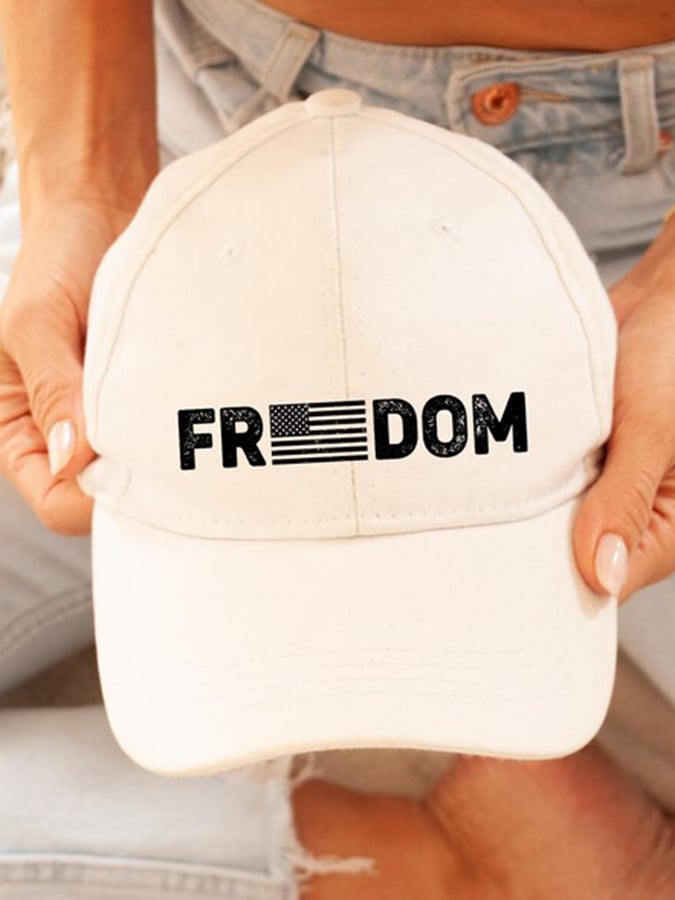 Unisex Freedom American Flag Print Baseball Cap-tidenox