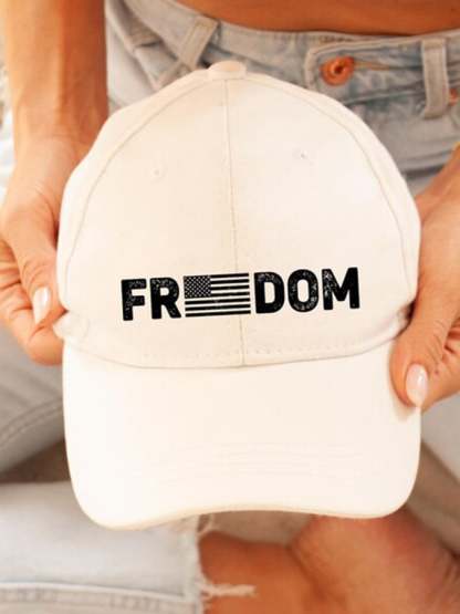Unisex Freedom American Flag Print Baseball Cap-tidenox