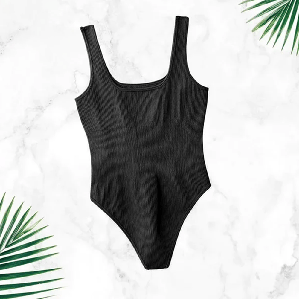 Sexy Ribbed Sleeveless Bodysuits-tidenox