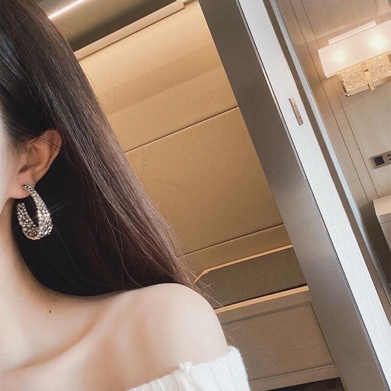 Rhinestone earrings-tidenox