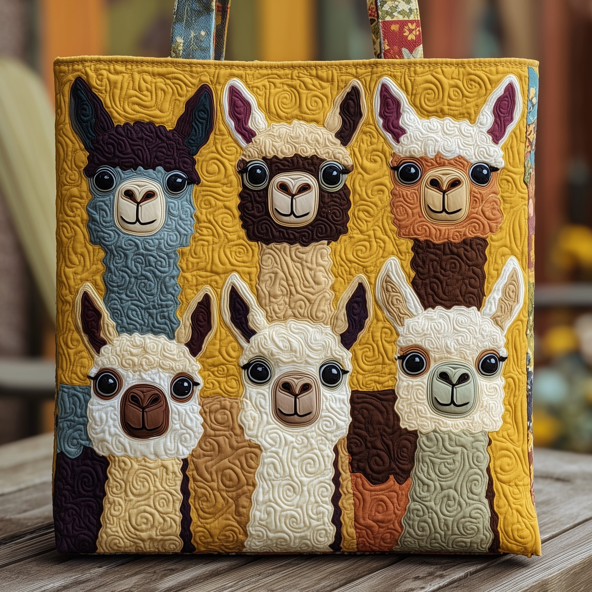 Llama Herd Quilted Tote Bag GFTONT1794-tidenox