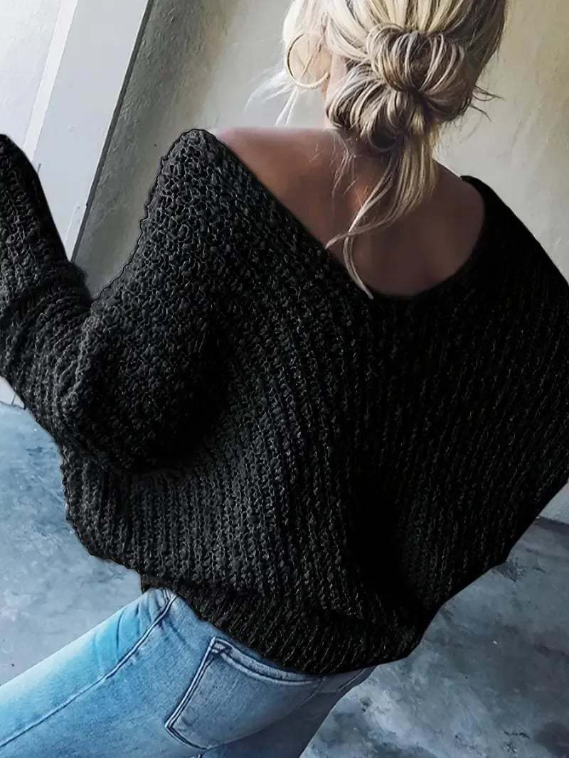 ✨Women's Off-the-Shoulder Sweater Loose Lightweight Pullover Top-tidenox