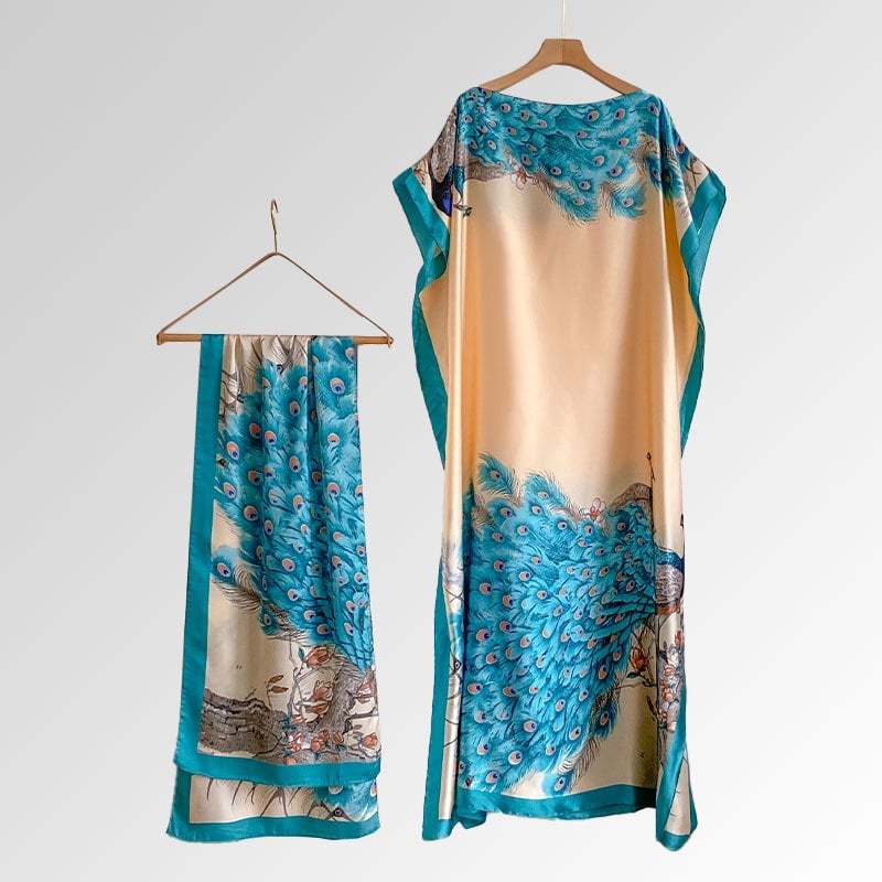 💥2025💥Women's Floral & Butterfly & Peacock Print Cape Shawl & Scarf Set-tidenox