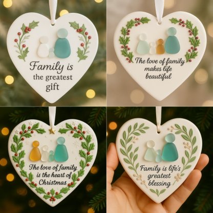 Heart-Shaped Sea Glass Family Ornament 🎄💞 Celebrating Love, Blessings & Togetherness 🌟-tidenox