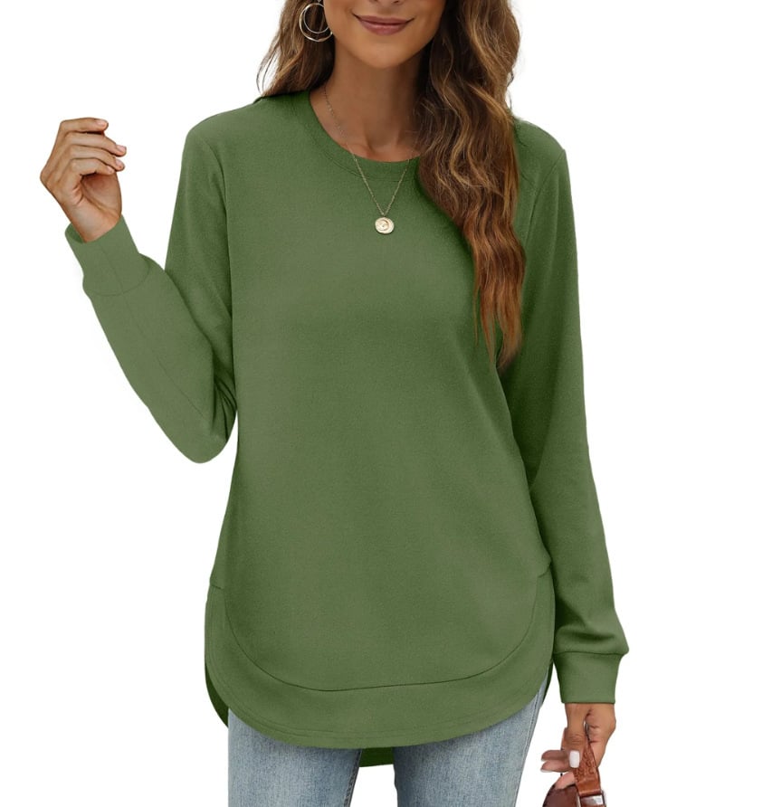 ⏰Hot Sale-Women's Sweatshirt Crewneck Curved Hem-tidenox