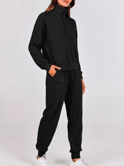 ⏰Hot Sale-Womens 2 Piece Long Sleeve Half Zip Pullover Fall Tracksuit Sweatsuits Set(Buy 2 Free Shipping)-tidenox