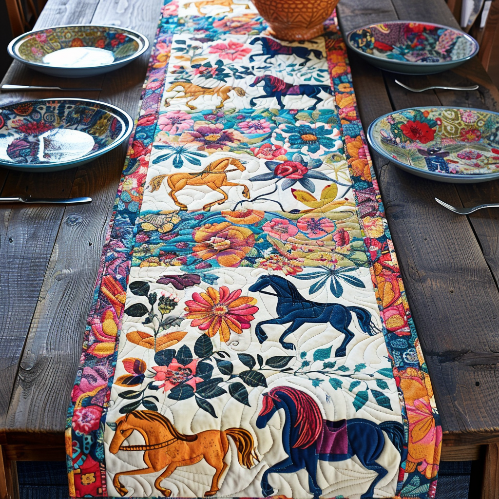 Horse Quilted Table Runner NCU0VT12-tidenox