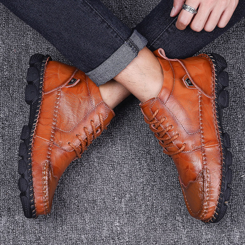 Men's Handcrafted Cowhide Leather Orthopedic Waterproof Ankle Boots-tidenox