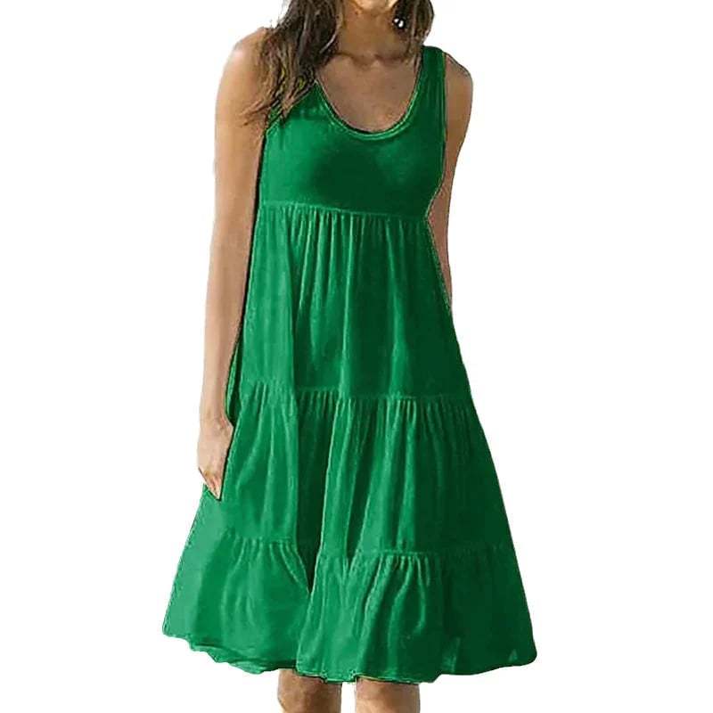 🔥Sleeveless Crewneck Panel Dress-tidenox