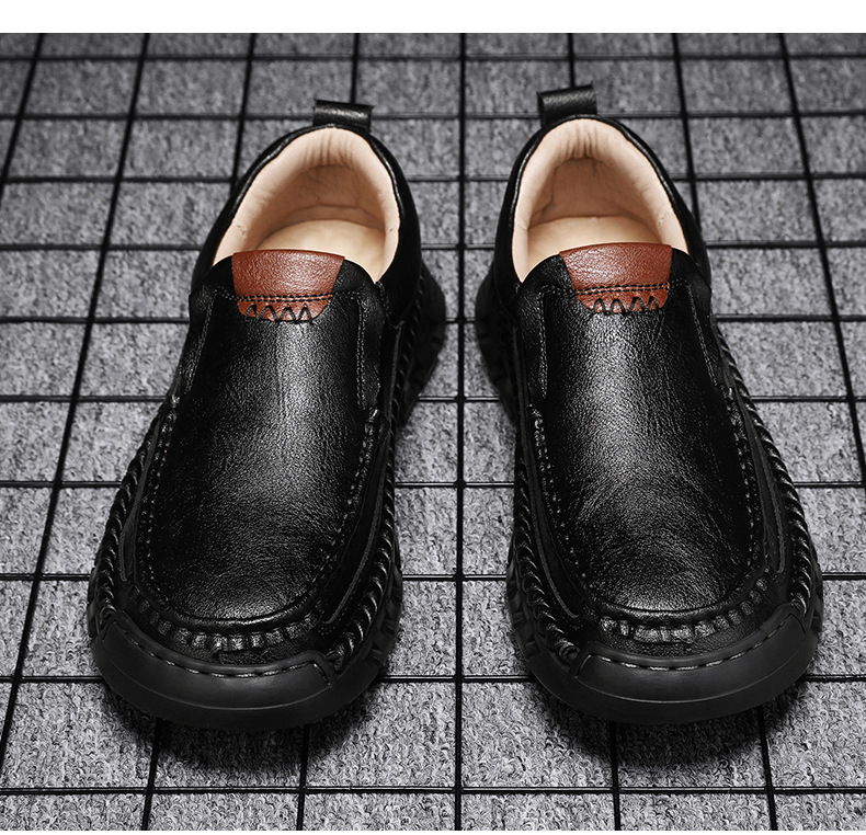 Men's Casual Leather Split Flat Loafers-tidenox