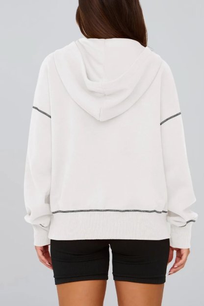 Women's Half Zip Hooded Long Sleeve Cropped Pullover-tidenox