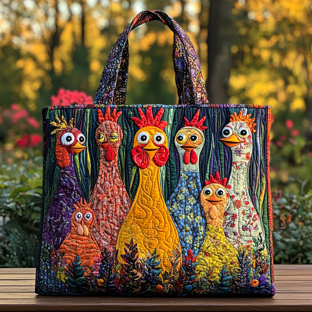 Chicken Colors Quilted Tote Bag NCU0DK9735-tidenox