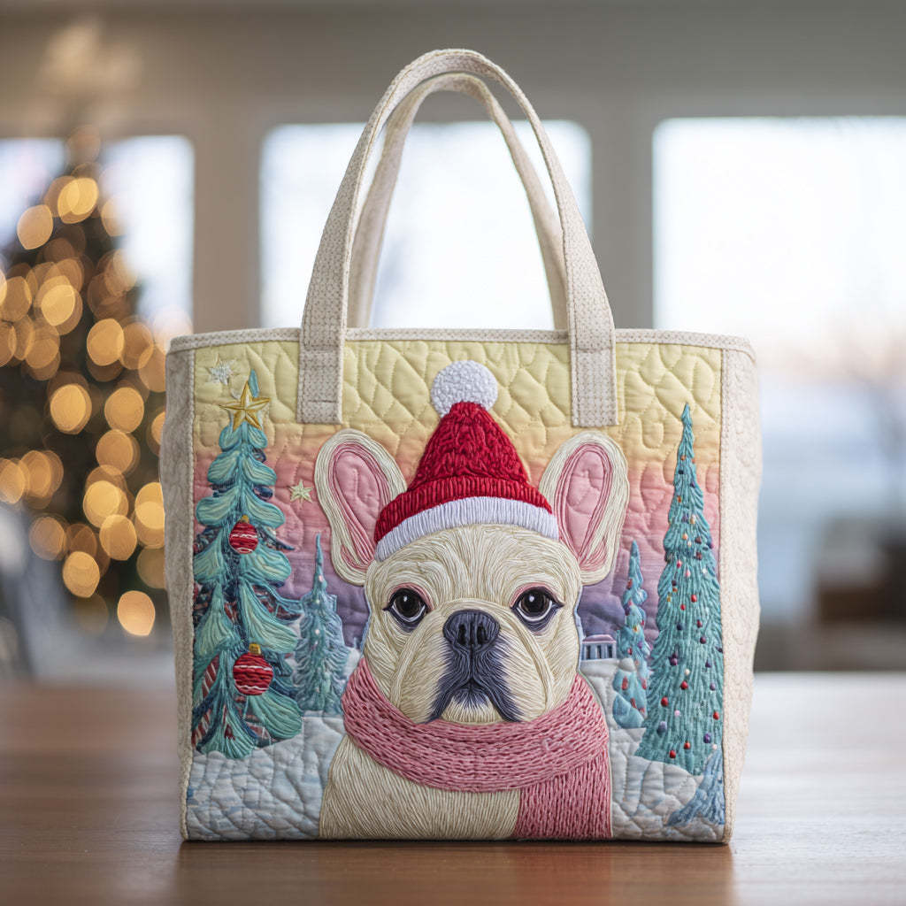 Bulldog Snowy Quilted Tote Bag NCU0HH286-tidenox