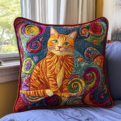 Cat Cluster Quilted Pillow