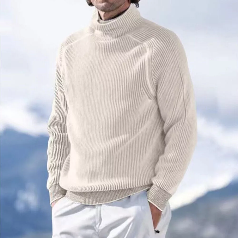 Men's Turtleneck High Neck Sweater Long Sleeve Knitted Pullovers Warm Sweatshirt-tidenox