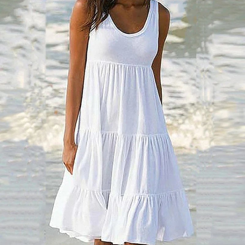 🔥Sleeveless Crewneck Panel Dress-tidenox