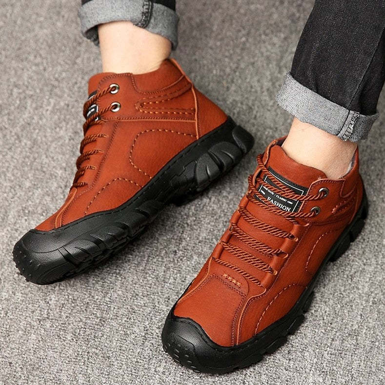 Men Orthopedic Snow Boots Plush Outdoor Ankle Winter Shoes-tidenox
