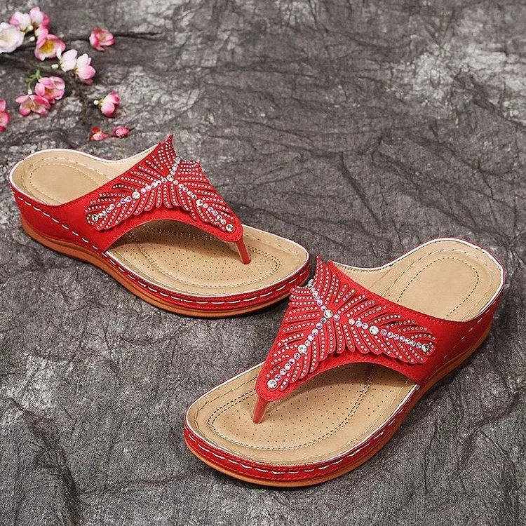 Women's Slope Heel Flip Flops Sandals-tidenox