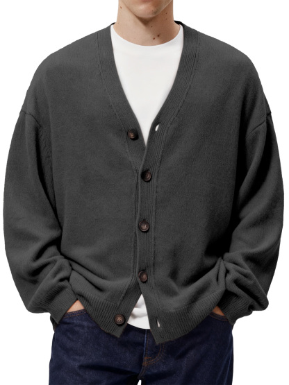 Men's Casual Loose Single Breasted Knitted Sweater Jacket-tidenox