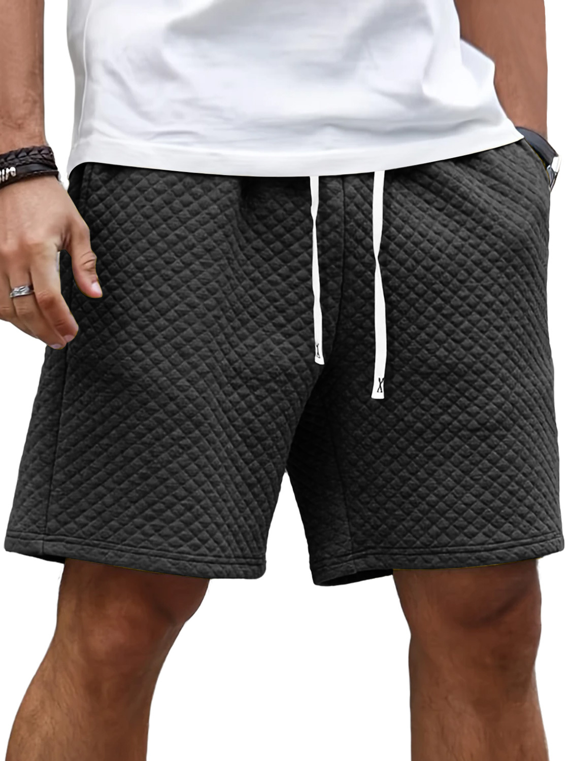 Men's Daily Diamond Elastic Waist Casual Shorts-tidenox