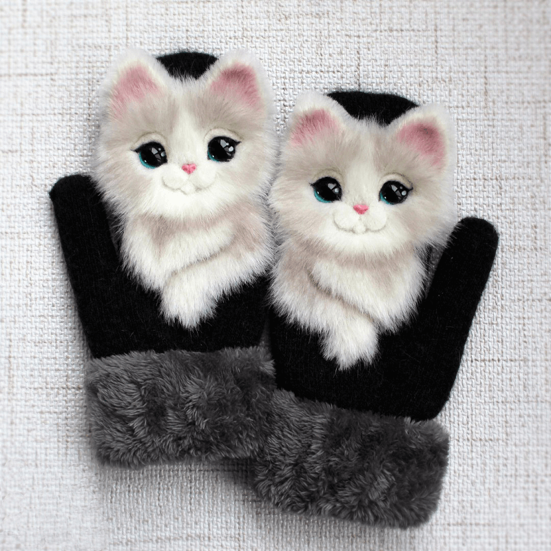 Hand-knitted Animal Mittens-tidenox