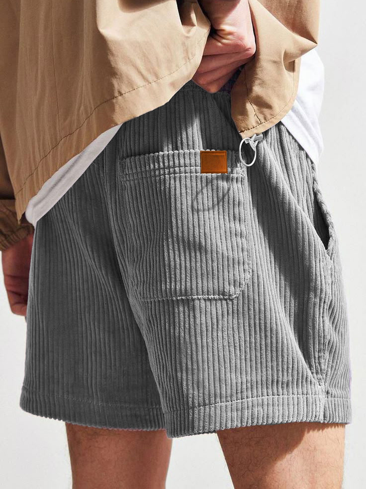 Men's Fashion Retro Sports Corduroy Fabric Shorts-tidenox