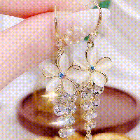 Fashion Flower Zircon Earrings-tidenox