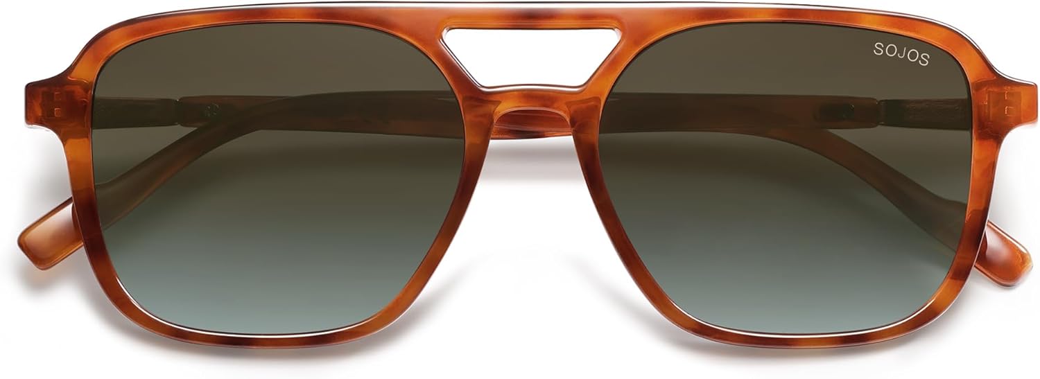 SOJOS Retro Aviator Sunglasses for Women Men,Trendy Rectangle Womens Mens Shades Sun Glasses SJ2202-tidenox