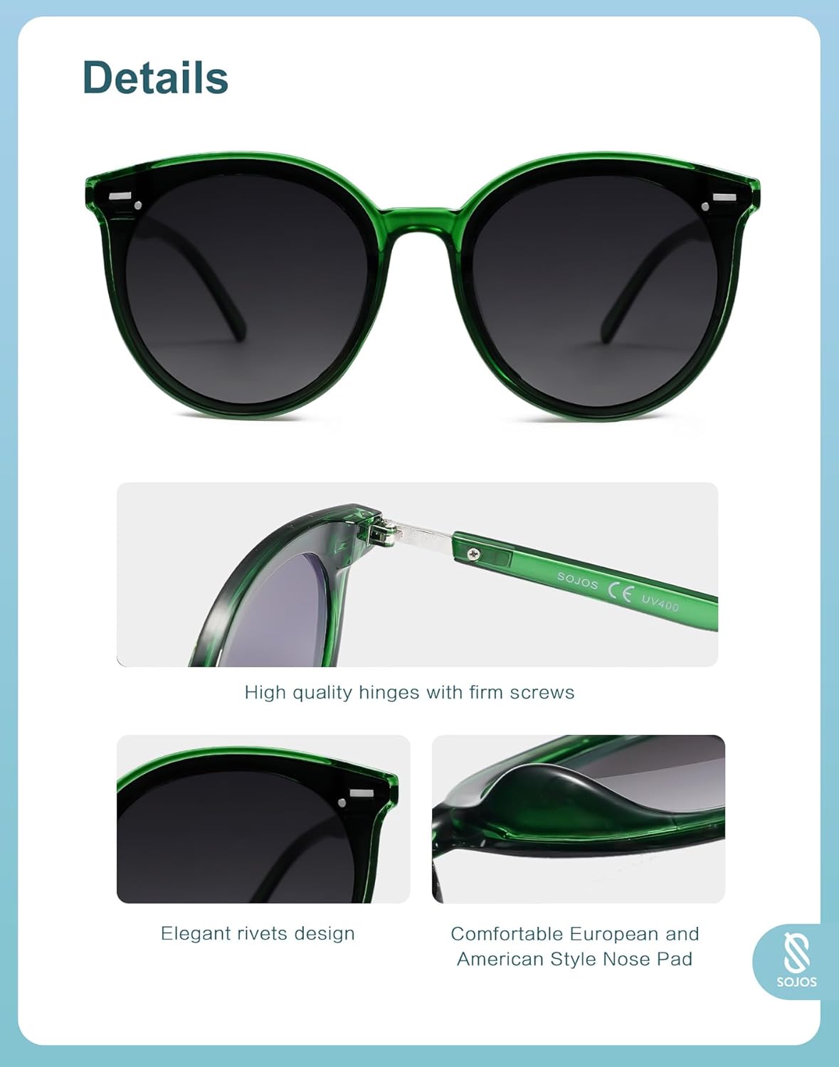 SOJOS Sunglasses Womens Trendy 2025 Classic Round Retro Vintage Shades Large Frame Sunnies SJ2067-tidenox