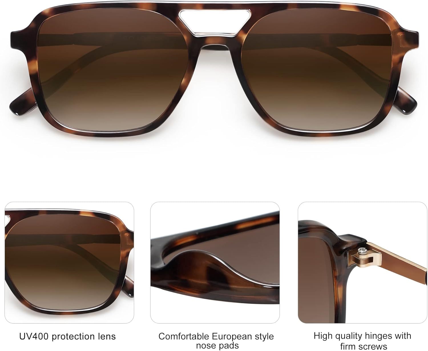 SOJOS Retro Aviator Sunglasses for Women Men,Trendy Rectangle Womens Mens Shades Sun Glasses SJ2202-tidenox