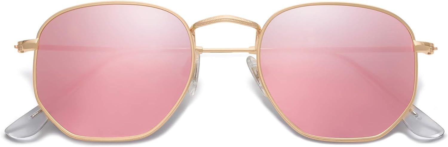 SOJOS Square Polarized Sunglasses for Women Men Small Hexagonal Polygon Shades SJ1072-tidenox