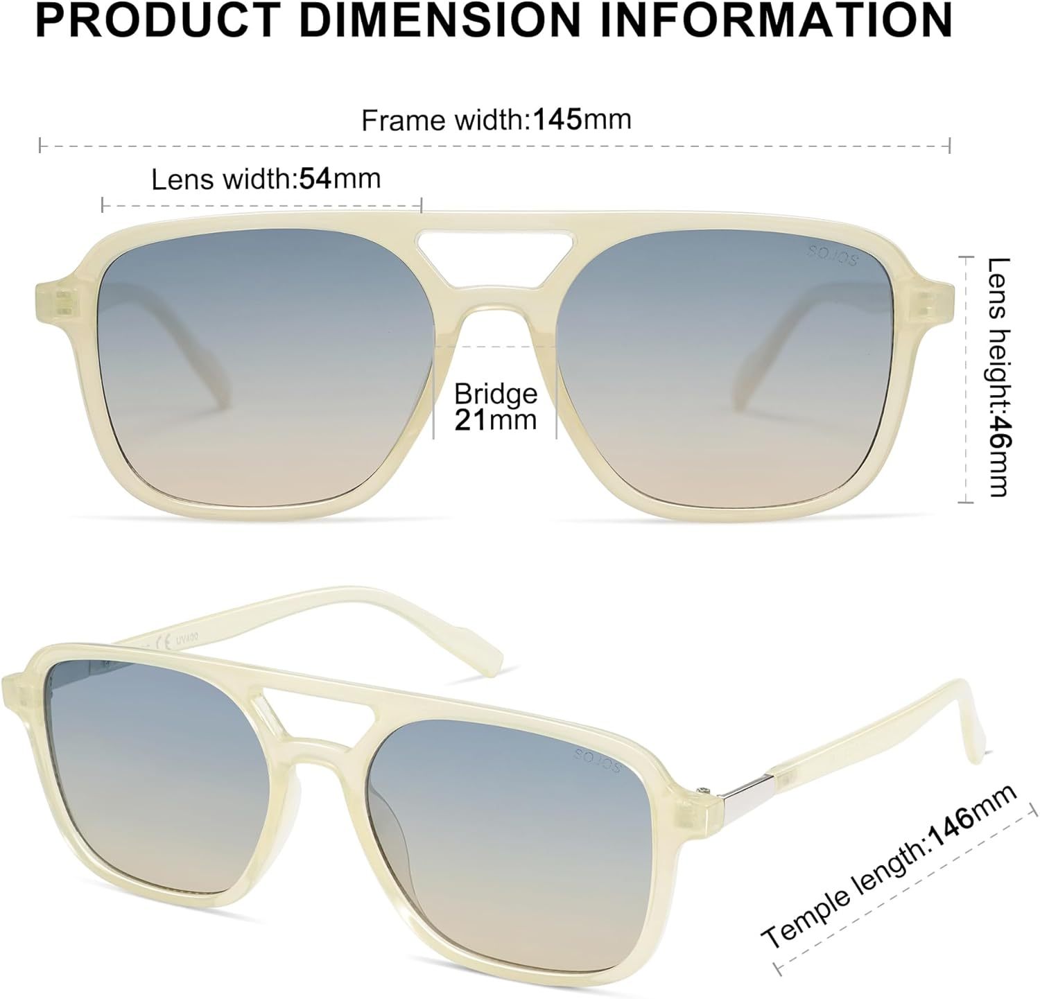 SOJOS Retro Aviator Sunglasses for Women Men,Trendy Rectangle Womens Mens Shades Sun Glasses SJ2202-tidenox