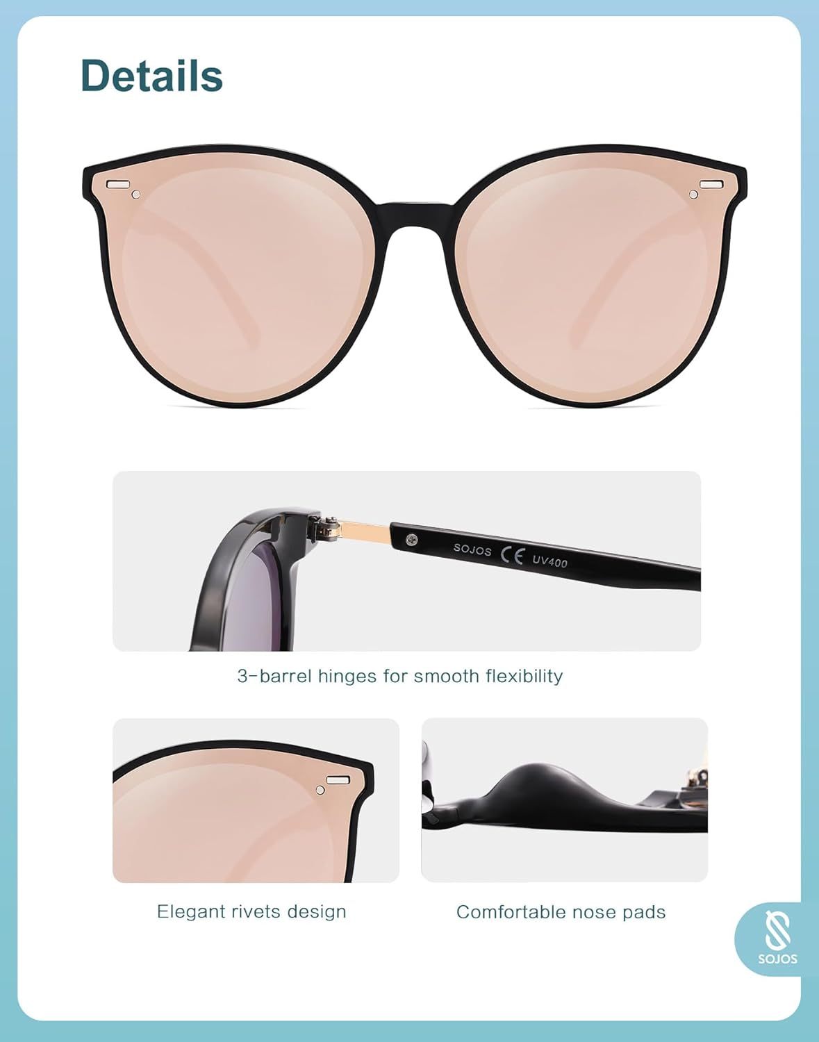 SOJOS Sunglasses Womens Trendy 2025 Classic Round Retro Vintage Shades Large Frame Sunnies SJ2067-tidenox