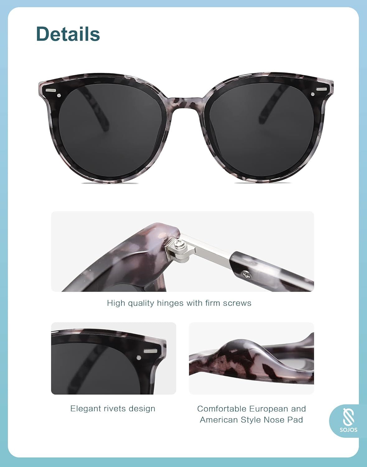 SOJOS Sunglasses Womens Trendy 2025 Classic Round Retro Vintage Shades Large Frame Sunnies SJ2067-tidenox