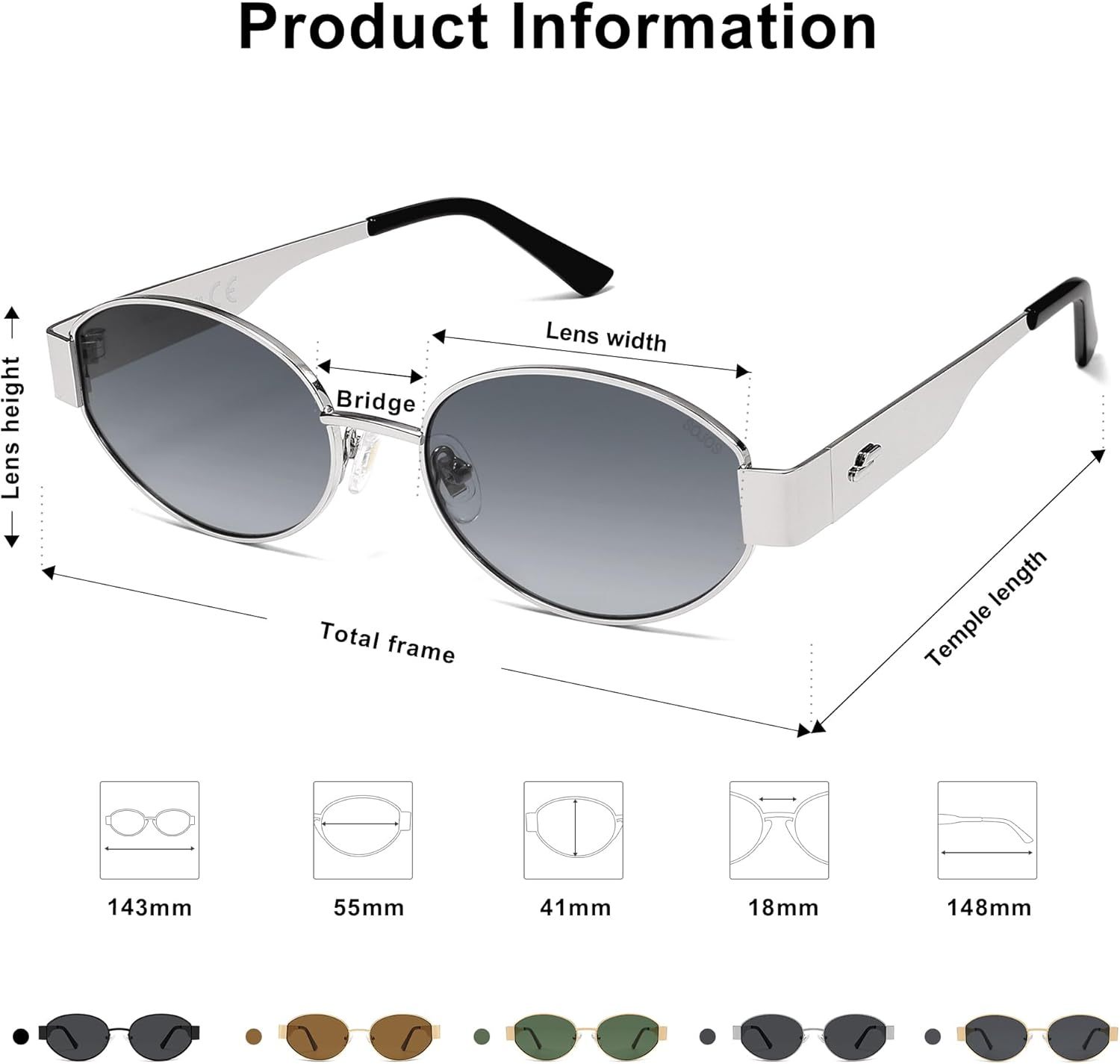 SOJOS Retro Oval Sunglasses for Women Trendy Classic Shades UV400 Protection-tidenox