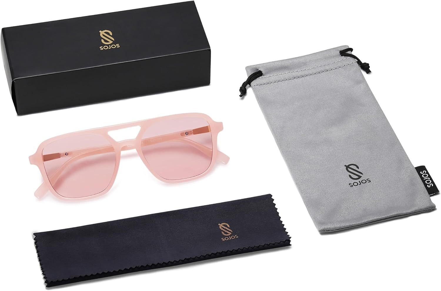 SOJOS Retro Aviator Sunglasses for Women Men,Trendy Rectangle Womens Mens Shades Sun Glasses SJ2202-tidenox