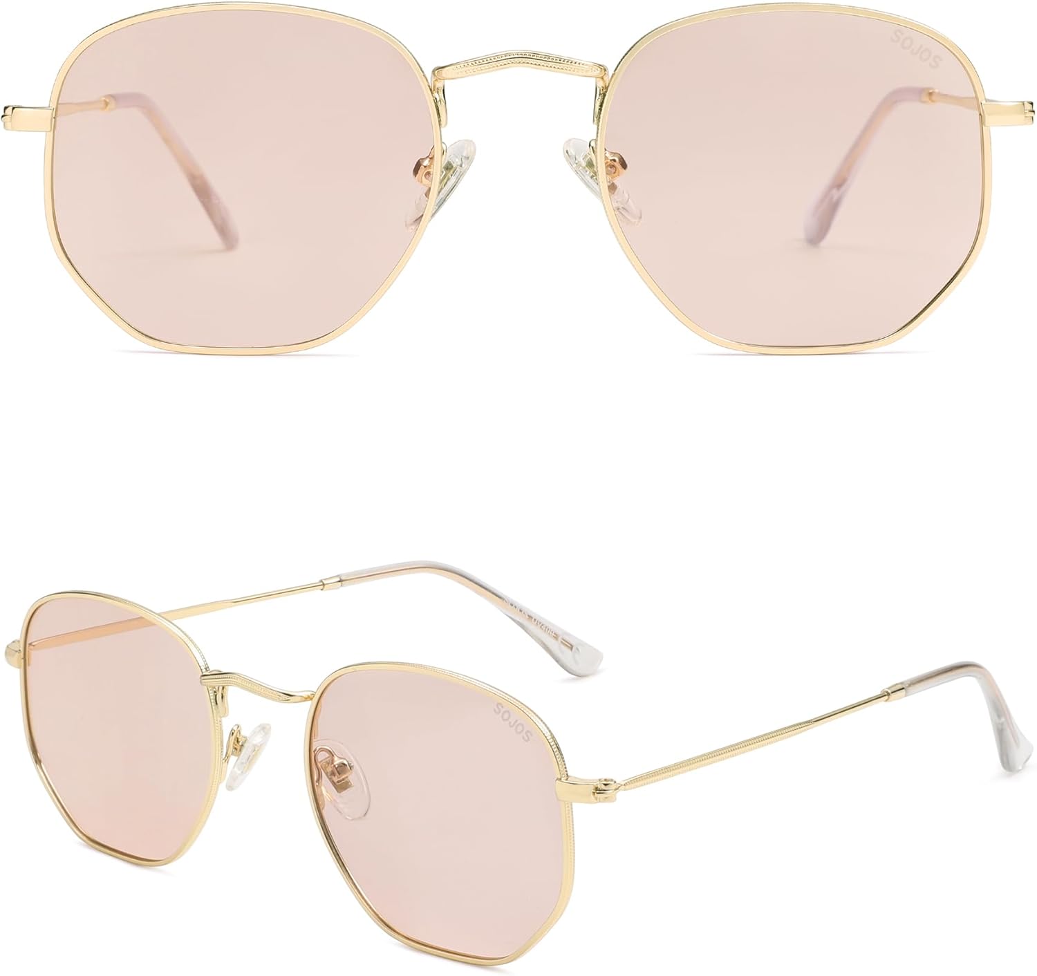 SOJOS Square Polarized Sunglasses for Women Men Small Hexagonal Polygon Shades SJ1072-tidenox