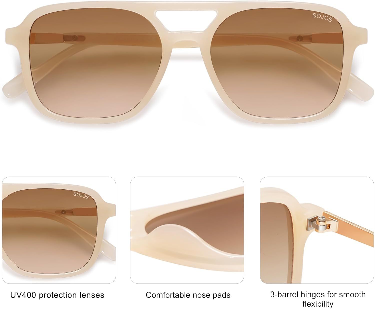 SOJOS Retro Aviator Sunglasses for Women Men,Trendy Rectangle Womens Mens Shades Sun Glasses SJ2202-tidenox