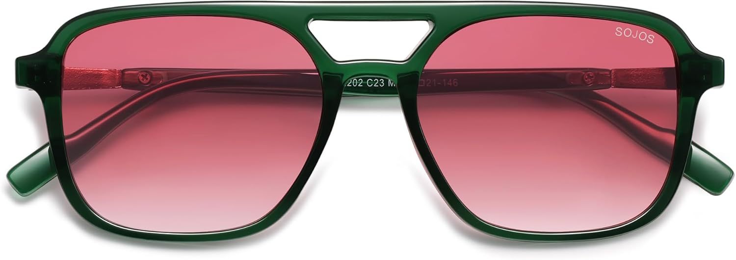 SOJOS Retro Aviator Sunglasses for Women Men,Trendy Rectangle Womens Mens Shades Sun Glasses SJ2202-tidenox