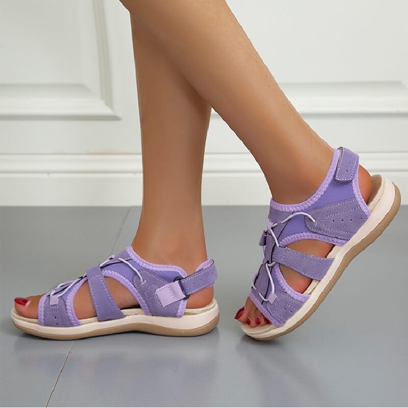 Women's Soft Stretchable Open Toe Velcro Sandals-tidenox