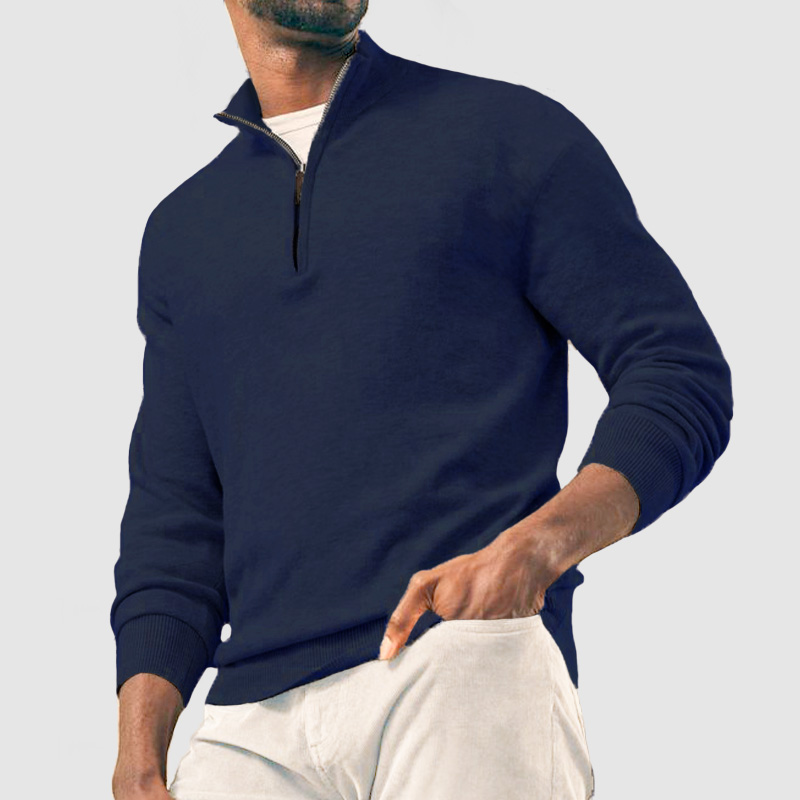 Men's Casual Basic Zipper Pullover Cashmere Sweater ( NEW )-tidenox