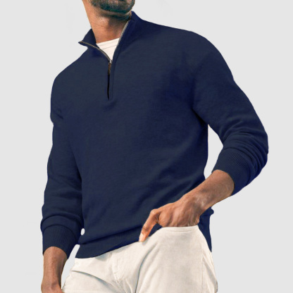 Men's Casual Basic Zipper Pullover Cashmere Sweater ( NEW )-tidenox